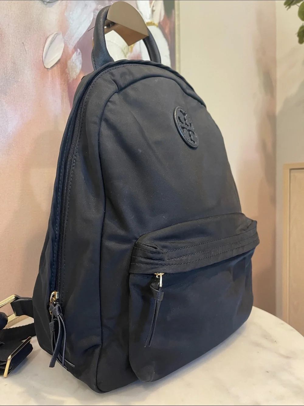 Tory Burch Black Nylon Logo Backpack